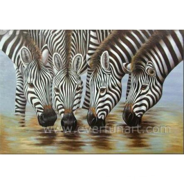 Hand Painted Animal Zebra Oil Painting